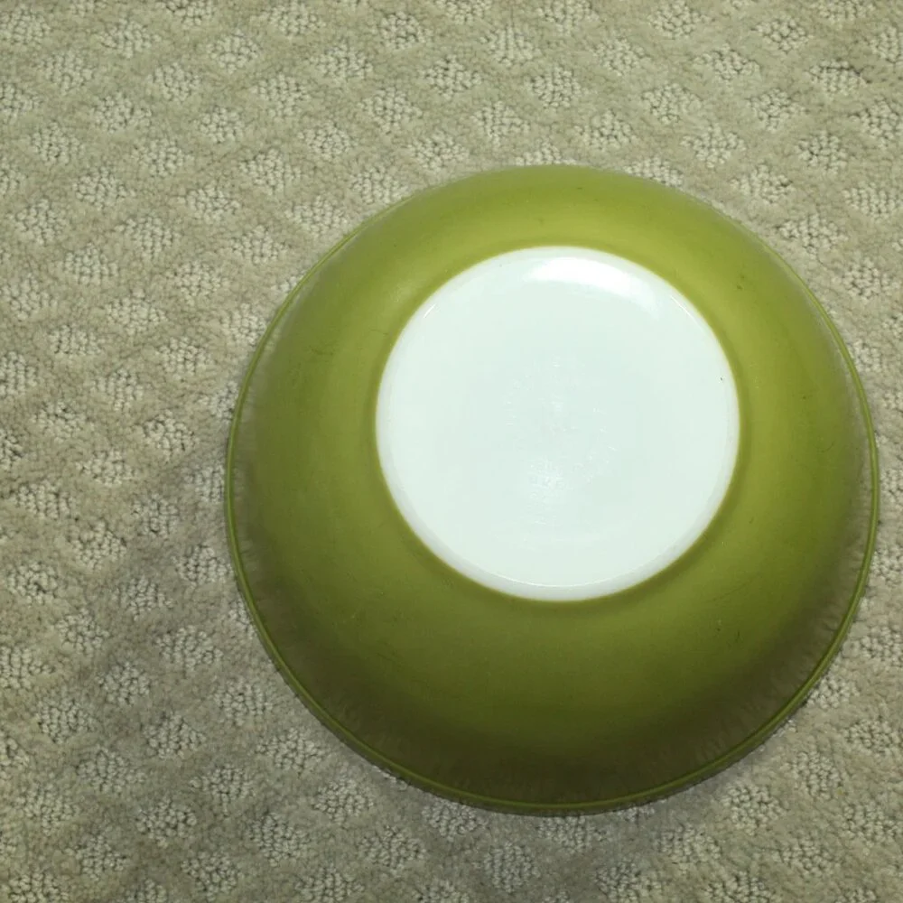Pyrex Set 2 Vintage Verde Green Avocado Yellow Nesting Mixing Bowls  403 404